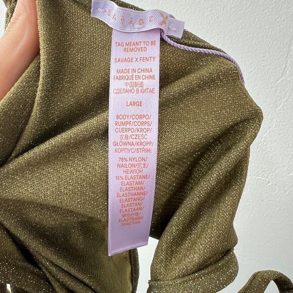 Savage X Green Sleep & Shine Teddy Bodysuit Mock Neck Classic Size Large L NEW - Picture 8 of 9